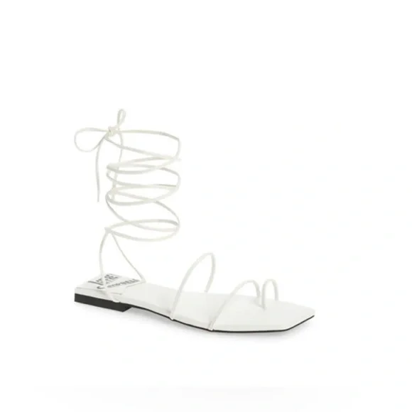 NEVER WORN jeffrey campbell white lace up primma sandal - Picture 2 of 5